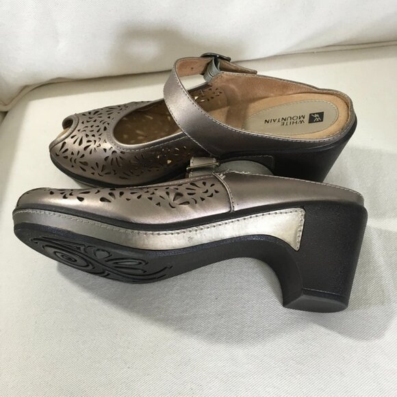 White Mountain Leather Heeled Slide - Picture 2 of 8